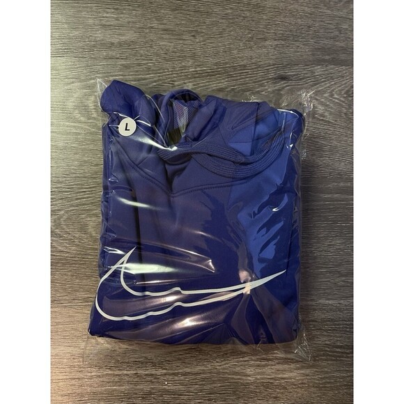 Nike Sweatshirt Hoodie Womens Large Blue Big Logo Sports Outdoor Dri Fit Casual - Picture 12 of 12